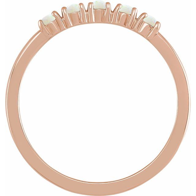 14K Rose Natural White Opal Cabochon Stackable Ring