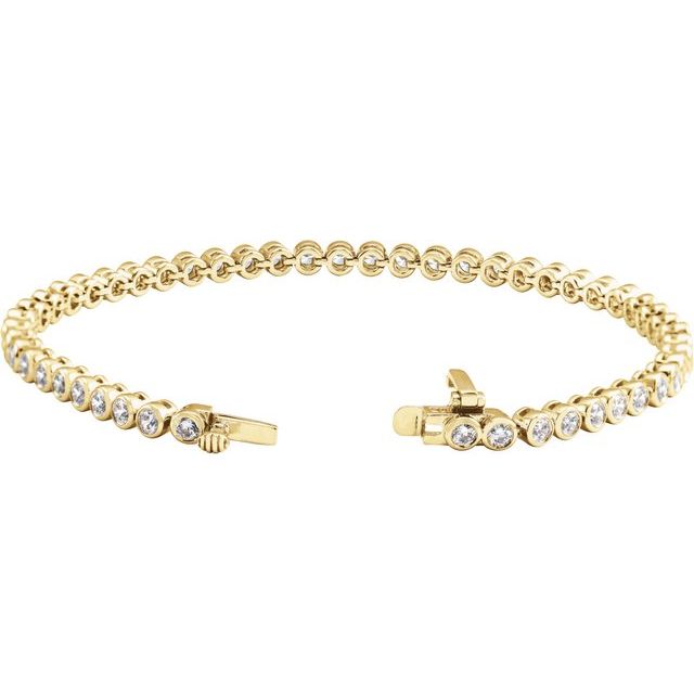 14K Yellow 3 1/2 CTW Lab-Grown Diamond Bezel-Set 7' Bracelet