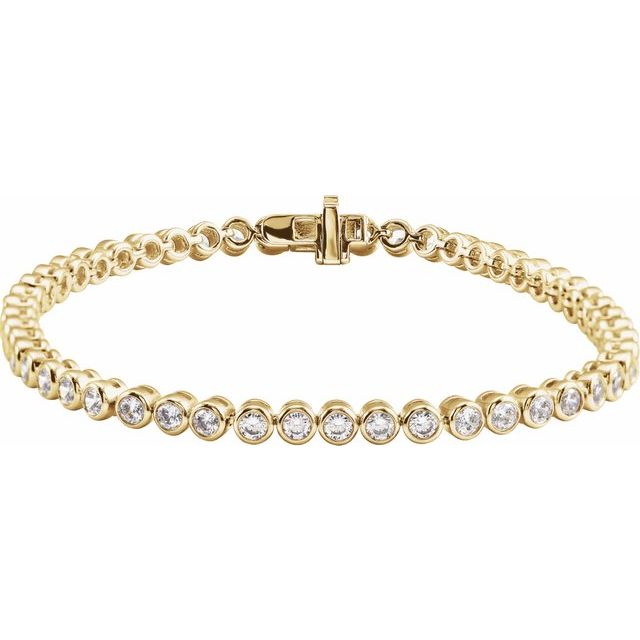 14K Yellow 3 1/2 CTW Lab-Grown Diamond Bezel-Set 7' Bracelet