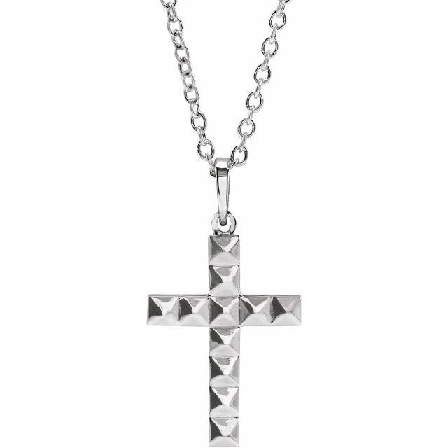 Sterling Silver Pyramid Cross 20' Necklace