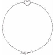 14K White Heart 6 1/2-7 1/2' Bracelet