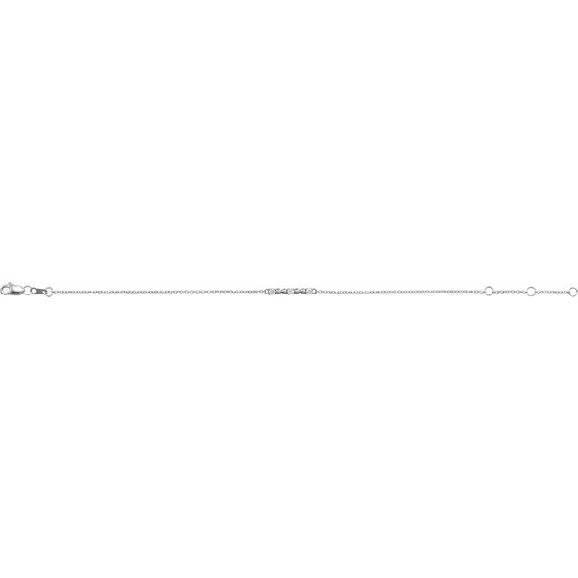 14K White 1/10 CTW Natural Diamond Beaded Bar 6 1/2-7 1/2' Bracelet