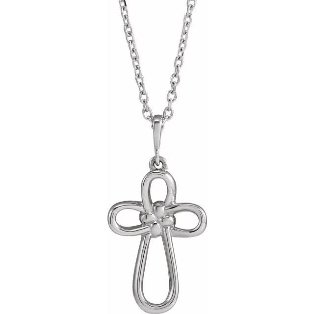 Sterling Silver Knotted Cross 16-18' Necklace