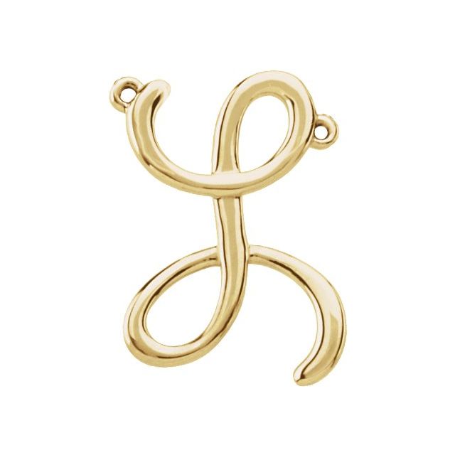 14K Yellow Script Initial L Necklace Center