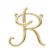 14K Yellow Script Initial R Necklace Center