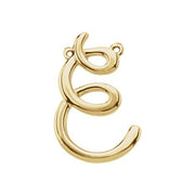 14K Yellow Script Initial E Necklace Center