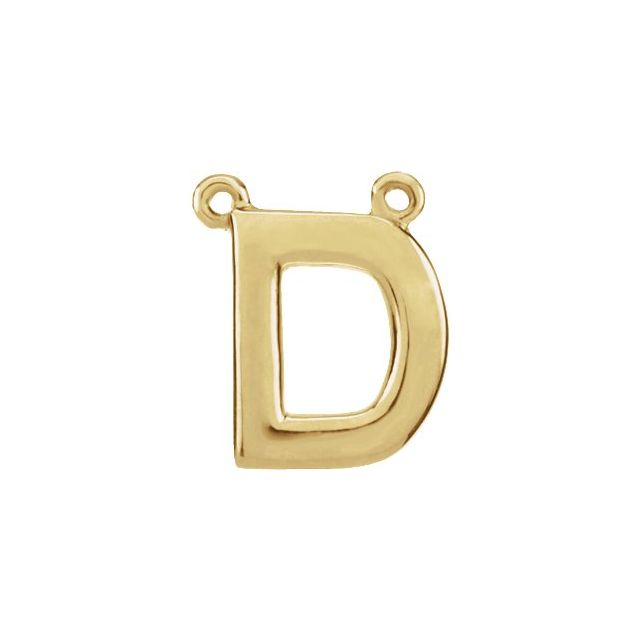 14K Yellow Block Initial D Necklace Center