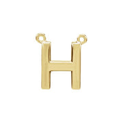 14K Yellow Block Initial H Necklace Center