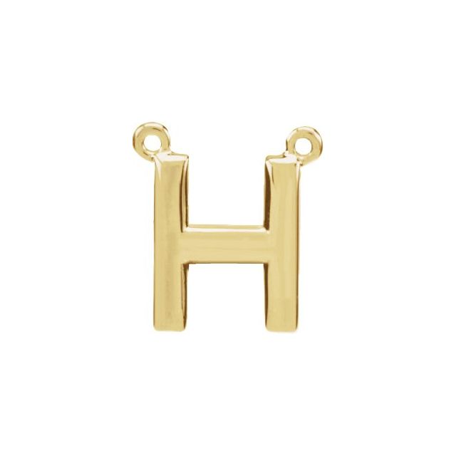 14K Yellow Block Initial H Necklace Center