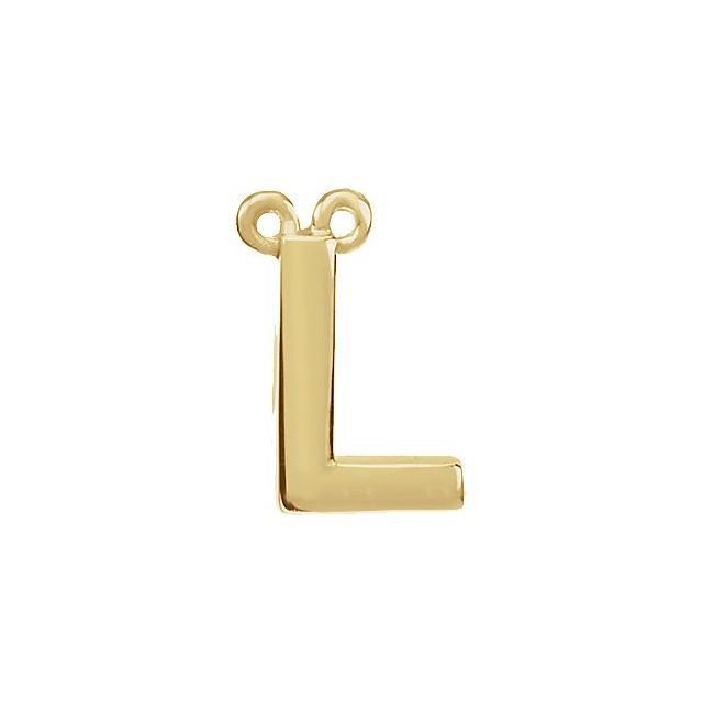 14K Yellow Block Initial L Necklace Center