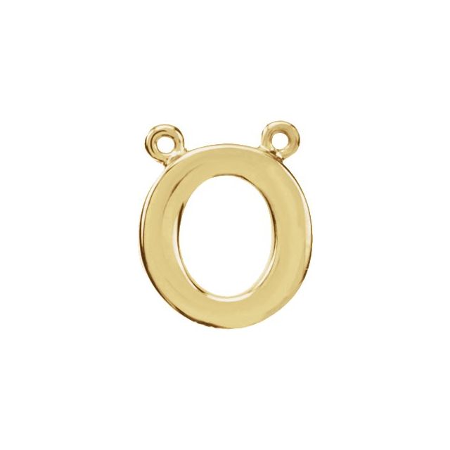 14k Yellow Block Initial O Necklace Center