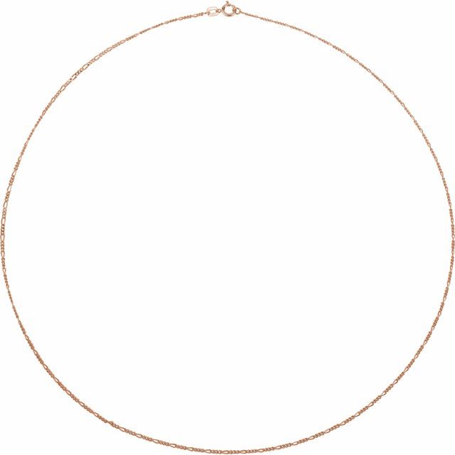 14K Rose 1.28 mm Figaro 18' Chain