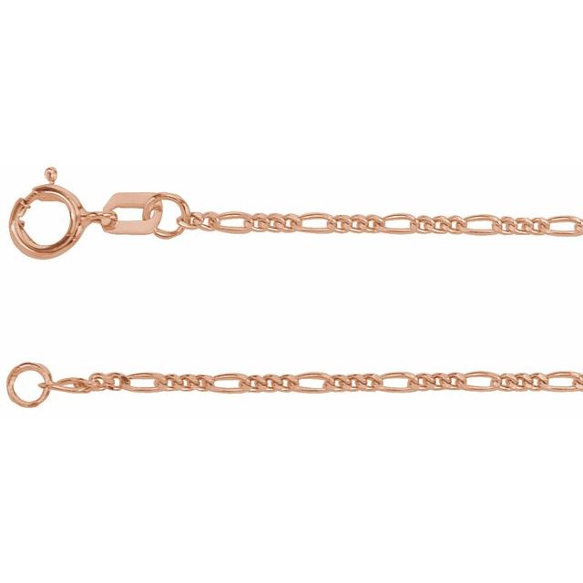 14K Rose 1.28 mm Figaro 18' Chain