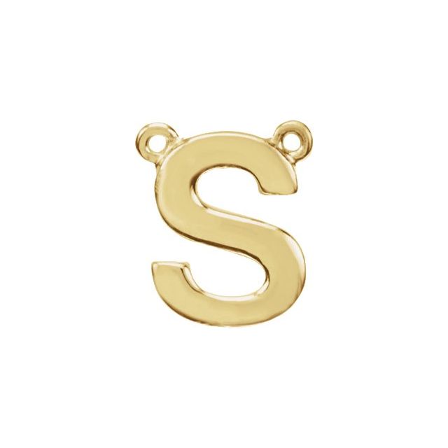 14k Yellow Block Initial S Necklace Center