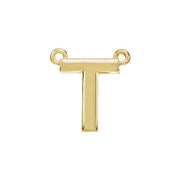 14K Yellow Block Initial T Necklace Center