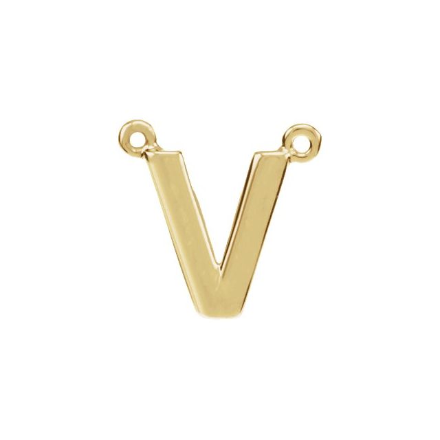 14K Yellow Block Initial V Necklace Center