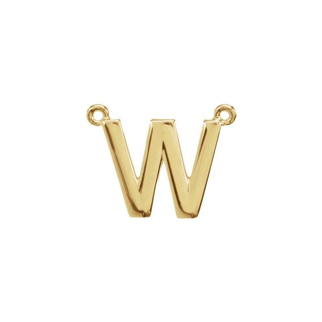 14K Yellow Block Initial W Necklace Center