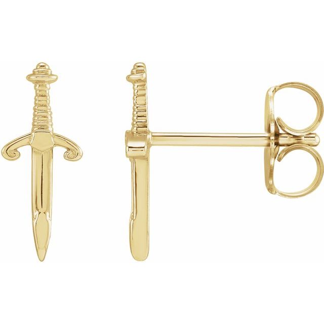14K Yellow Dagger Earrings