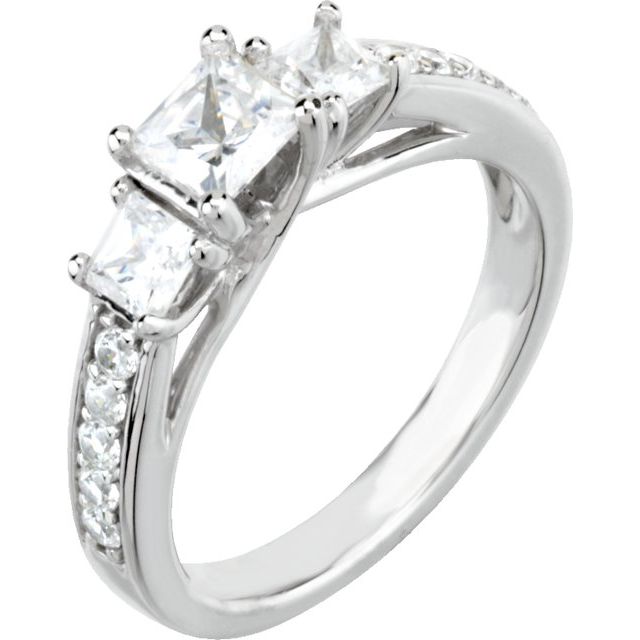 14K White 7/8 CTW Natural Diamond Engagement Ring