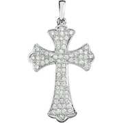 14K White 1/2 CTW Natural Diamond Micro Pavé Cross Pendant