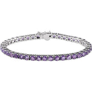 14K White Natural Amethyst 7 1/4' Line Bracelet