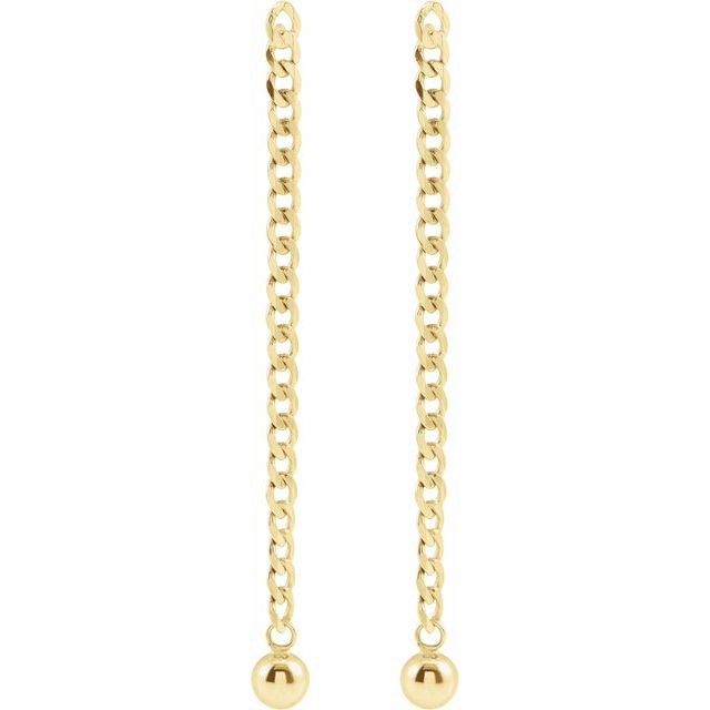 14K Yellow Curb Chain Earrings
