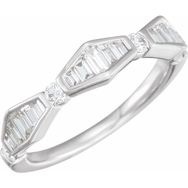 14k White 5/8 Ctw Natural Diamond Anniversary Band