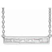 14K White 3/8 CTW Lab-Grown Diamond Bar 16-18' Necklace