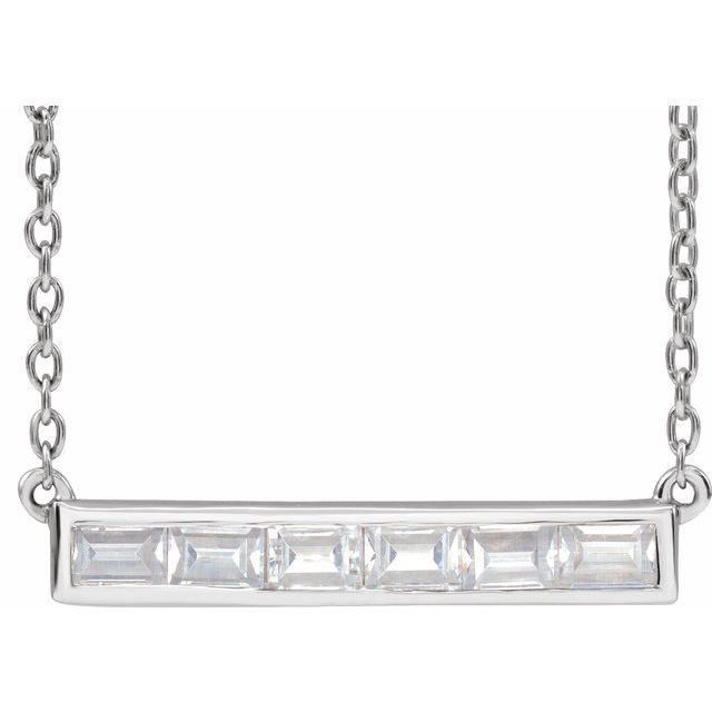 14K White 3/8 CTW Lab-Grown Diamond Bar 16-18' Necklace