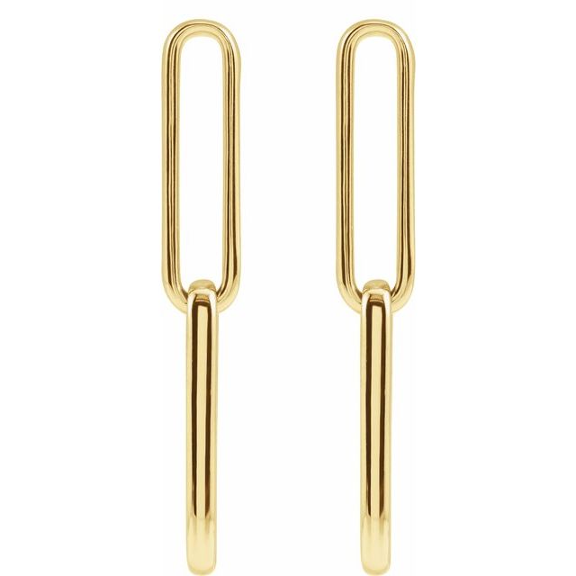 14K Yellow Paperclip-Style Earrings
