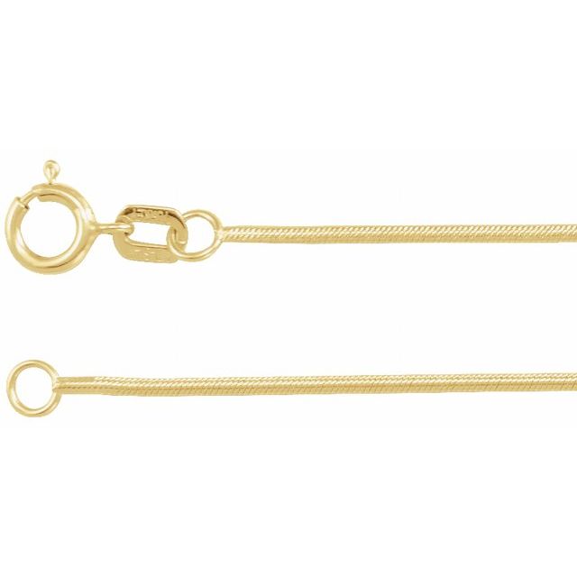 14K Yellow 1 mm Snake 7' Chain