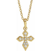 14K Yellow .05 CTW Natural Diamond Petite Cross 16-18' Necklace