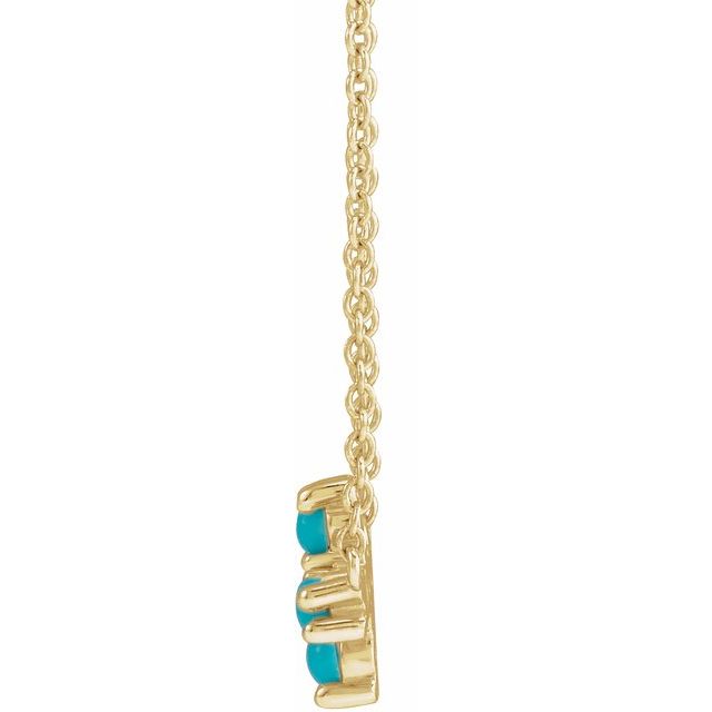 14K Yellow Natural Turquoise Sideways Cross 18' Necklace