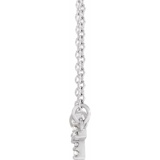 14K White .05 CTW Natural Diamond Sideways Cross 16-18' Necklace