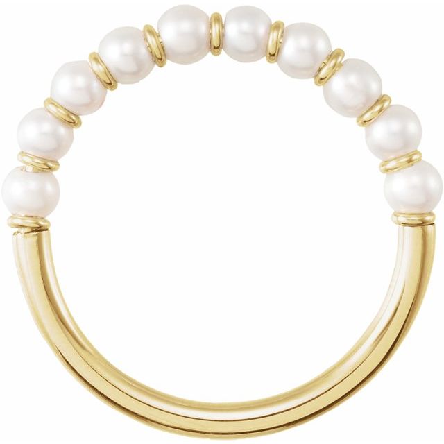 14K Yellow Cultured White Freshwater Pearl Ring Size 6