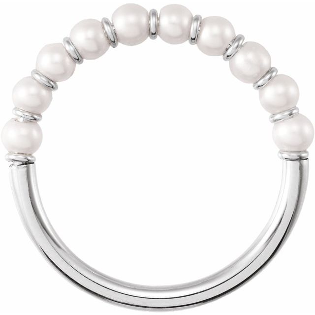 14K White Cultured White Freshwater Pearl Ring Size 6