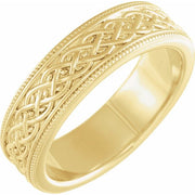 14K Yellow 6 mm Vine Inspired Band Size 9