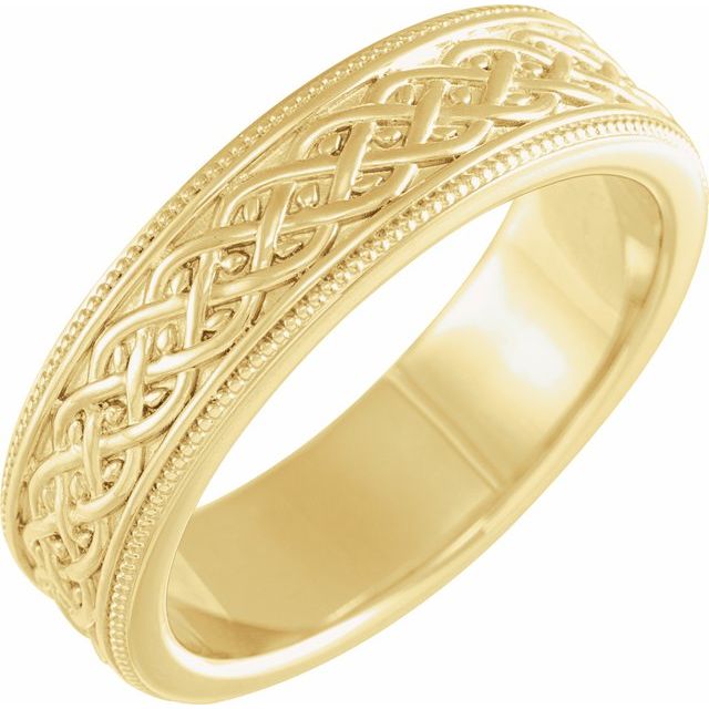 14K Yellow 6 mm Vine Inspired Band Size 9