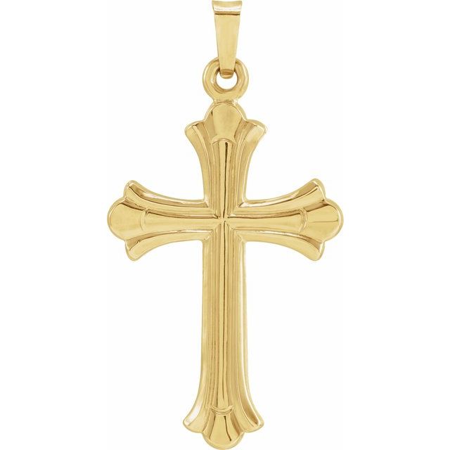 14k Yellow 33.8x17.7 Mm Hollow Cross Pendant