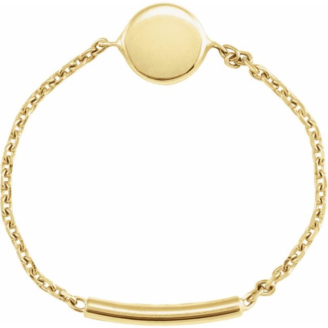 14K Yellow Disc Chain Ring Size 7