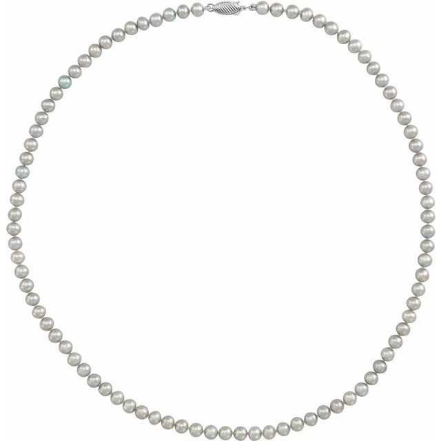14K White Cultured Gray Freshwater Pearl 18' Necklace