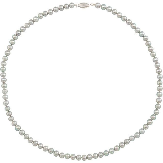 14K White Cultured Gray Freshwater Pearl 16' Necklace