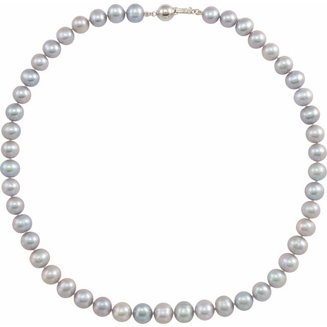 Sterling Silver Cultured Gray Freshwater Pearl 18' Necklace