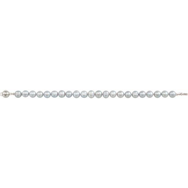 Sterling Silver Cultured Gray Freshwater Pearl 7 1/2' Bracelet
