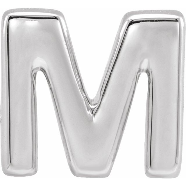 14K White Block Initial M Slide Pendant