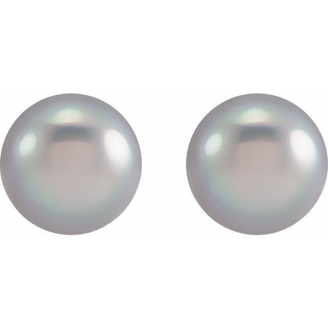 14K White 6.5-7 mm Cultured Gray Freshwater Pearl Earrings