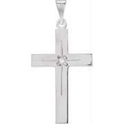 14K White .01 CT Natural Diamond Cross 18' Necklace