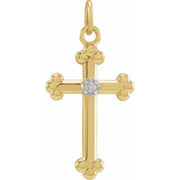 14k Yellow/white .01 Ctw Natural Diamond Cross Pendant