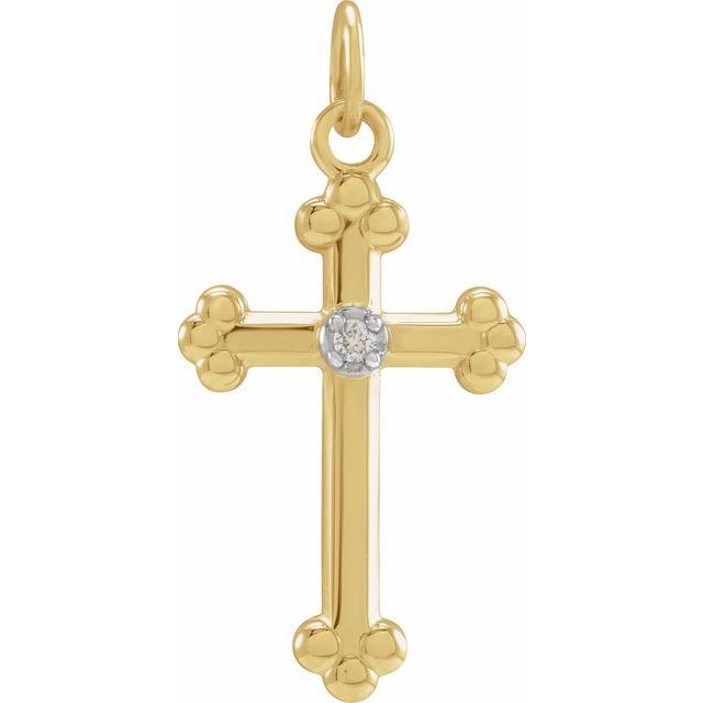 14k Yellow/white .01 Ctw Natural Diamond Cross Pendant