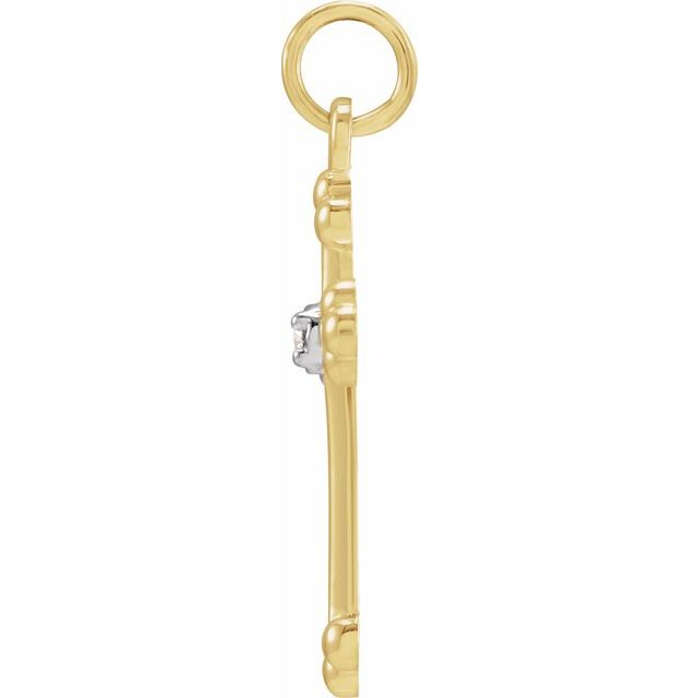 14k Yellow/white .01 Ctw Natural Diamond Cross Pendant